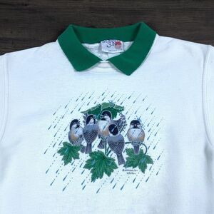 Vintage 90s Morning Sun Sweatshirt Womans LARGEBirds Cottagecore Grandma Collar